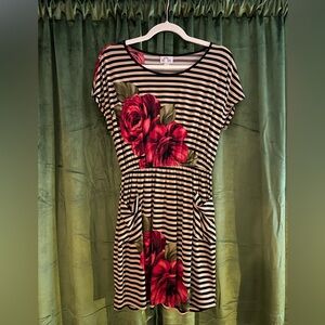 Striped Roses Dress